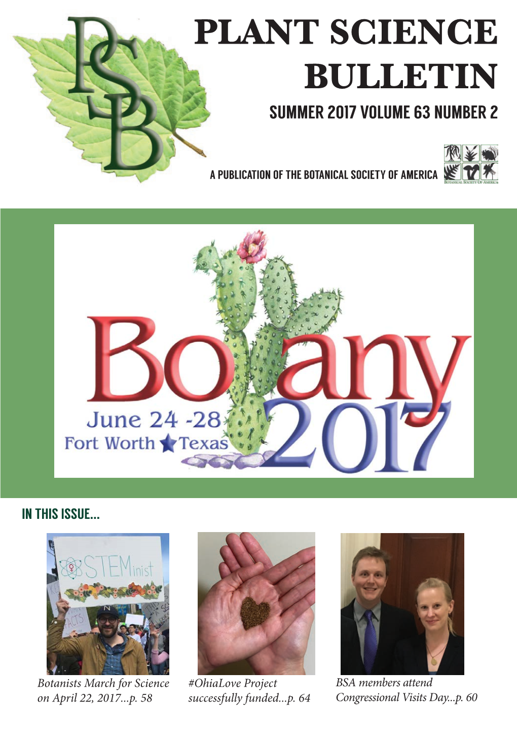 Plant Science Bulletin Summer 2017 Volume 63 Number 2