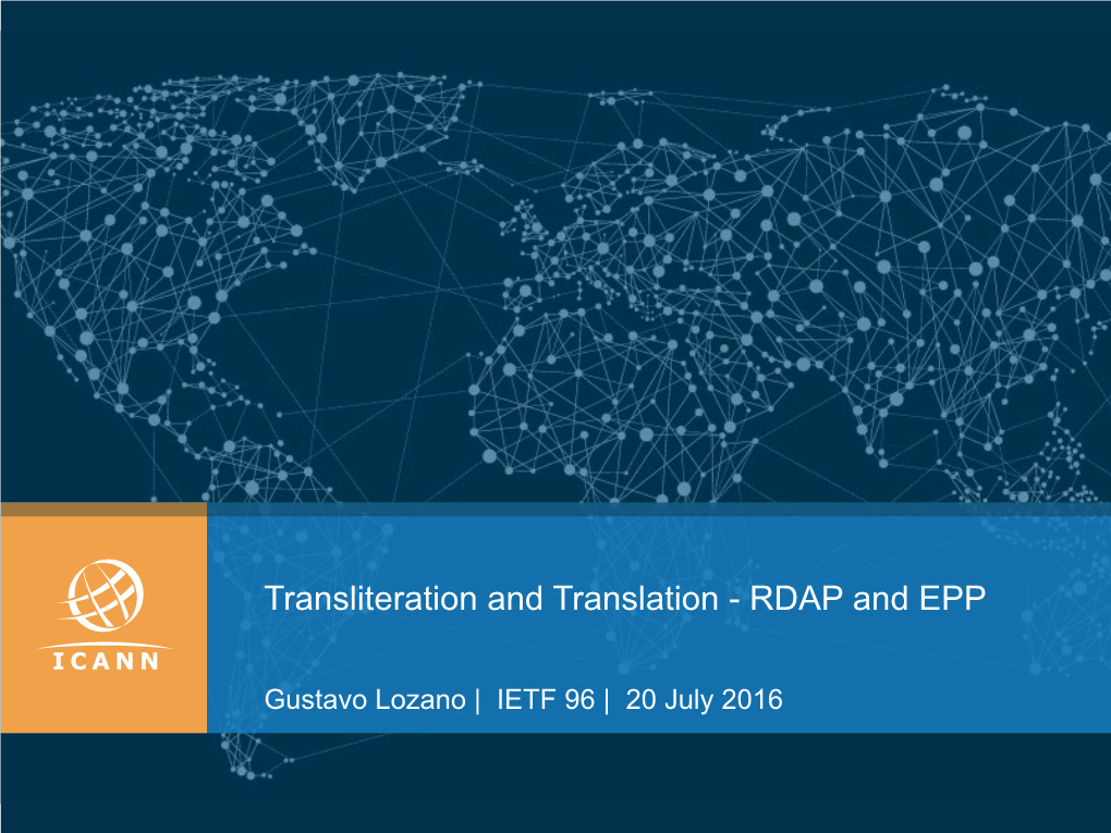Transliteration and Translation - RDAP and EPP