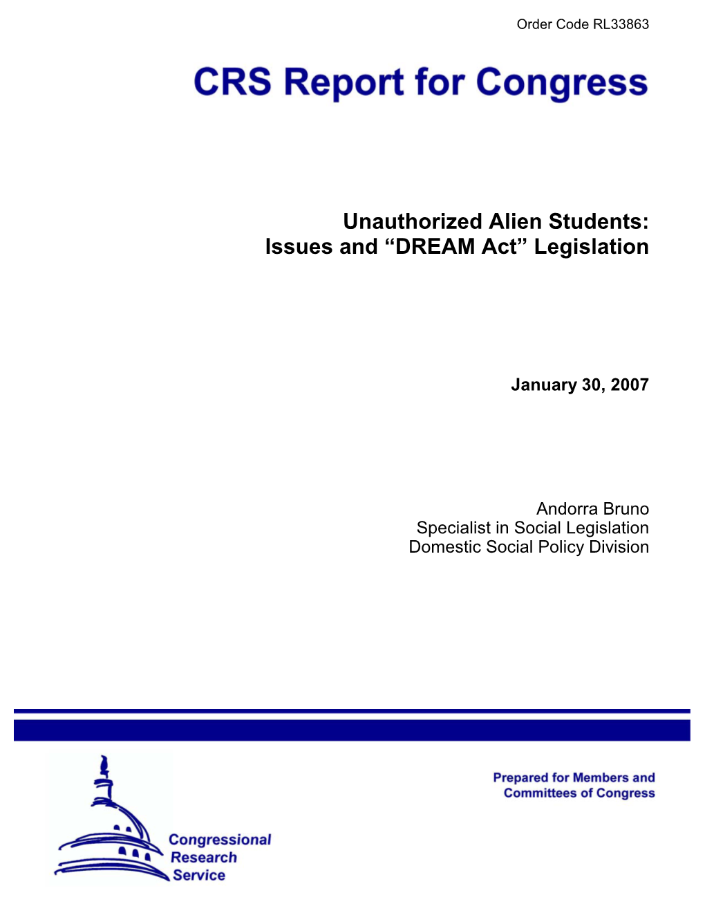 Issues and "DREAM Act" Legislation