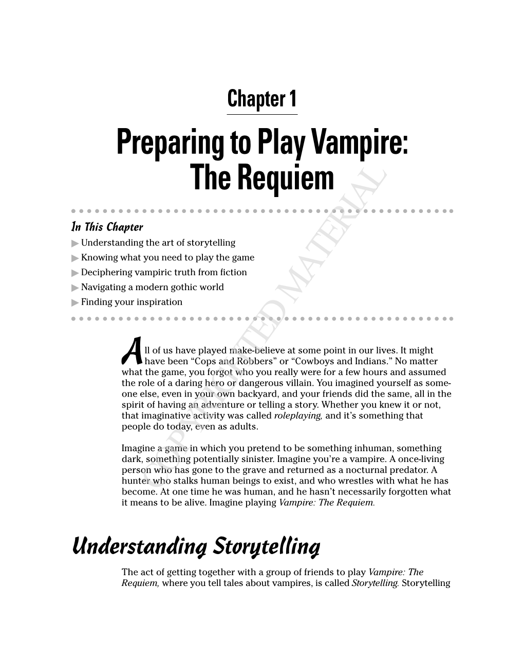 Preparing to Play Vampire: the Requiem