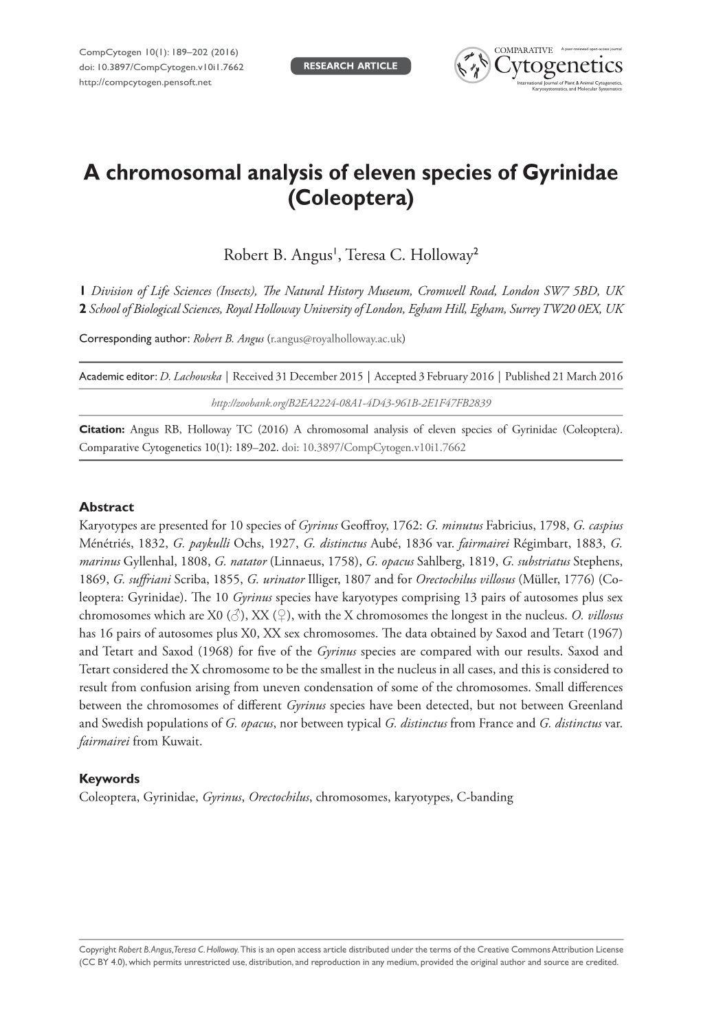 Comparative Cytogenetics 10(1): 189–202