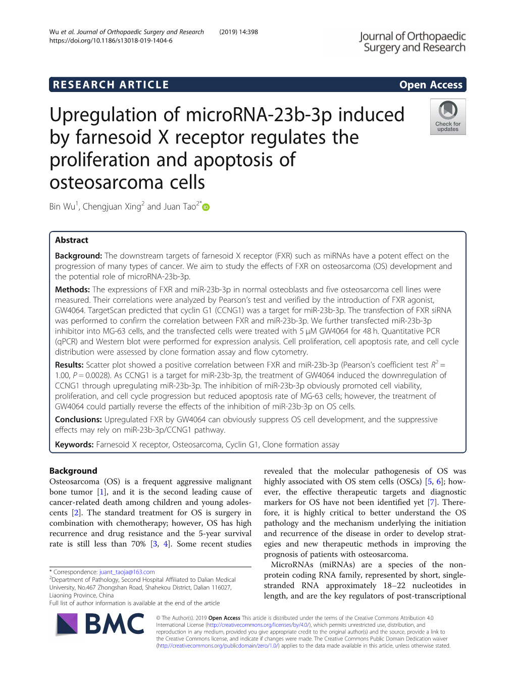 Upregulation of Microrna-23B-3P Induced by Farnesoid X Receptor