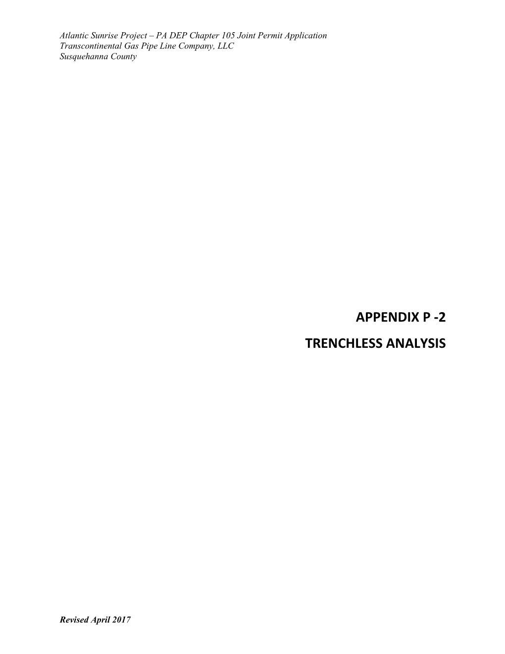 Appendix P -2 Trenchless Analysis