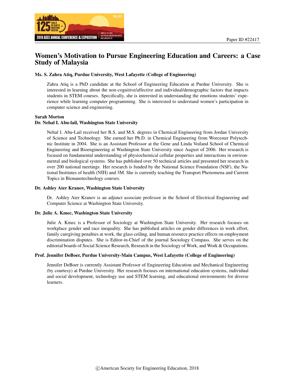 Women's Motivation to Pursue Engineering Education and Careers: a Case Study of Malaysia