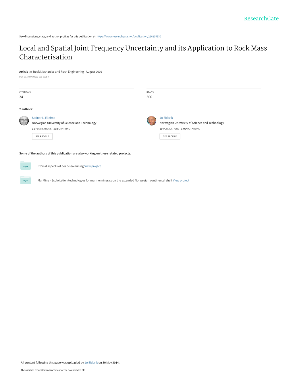 And Spatial Joint Frequency Uncertainty and Its Application to Rock Mass Characterisation