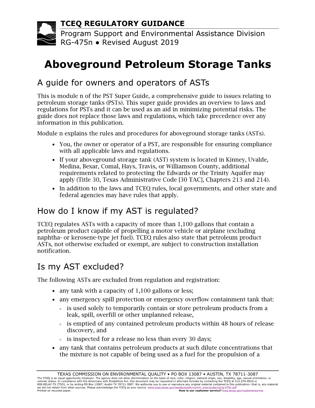 Aboveground Petroleum Storage Tanks