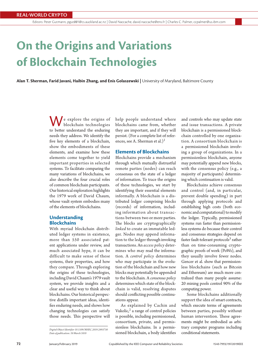 On the Origins and Variations of Blockchain Technologies