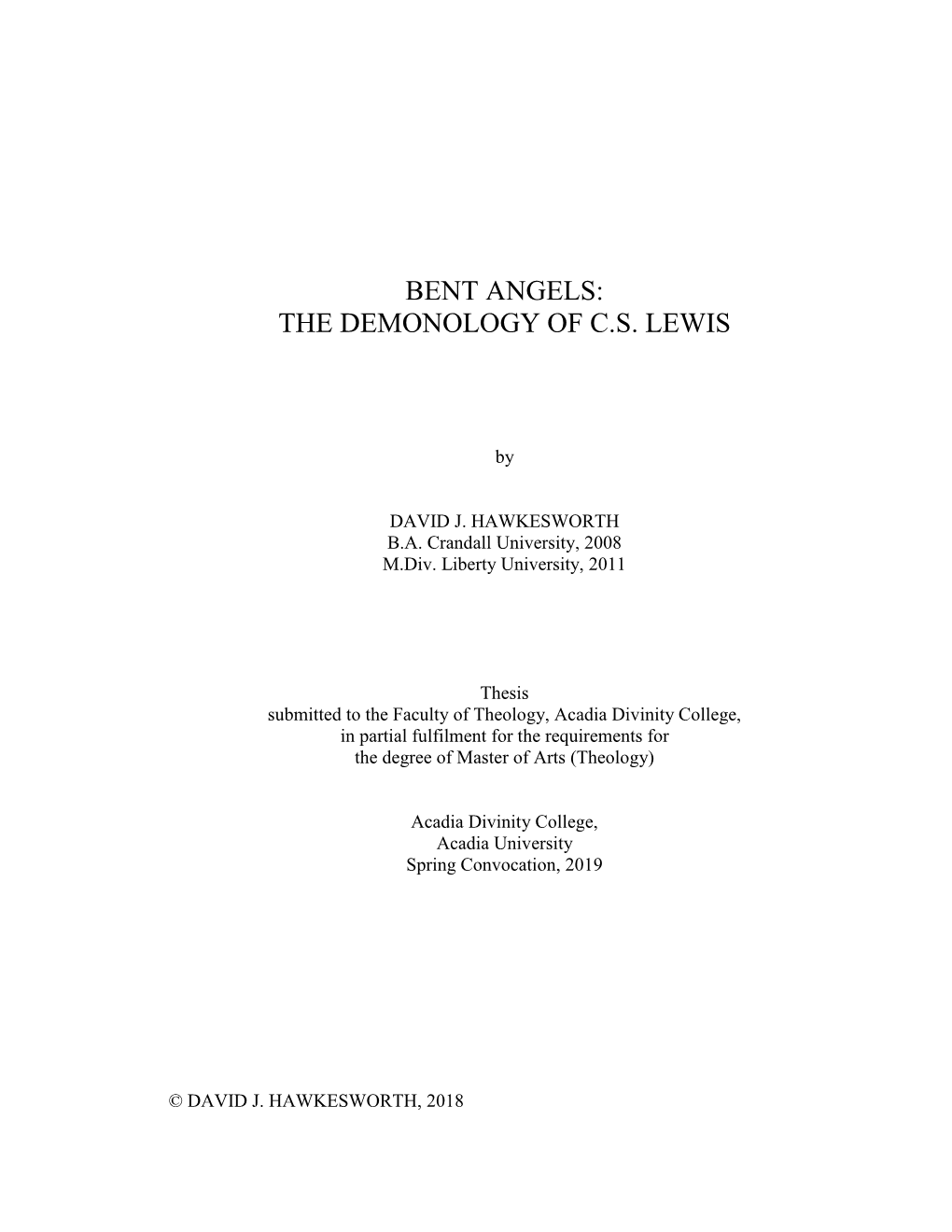 The Demonology of Cs Lewis