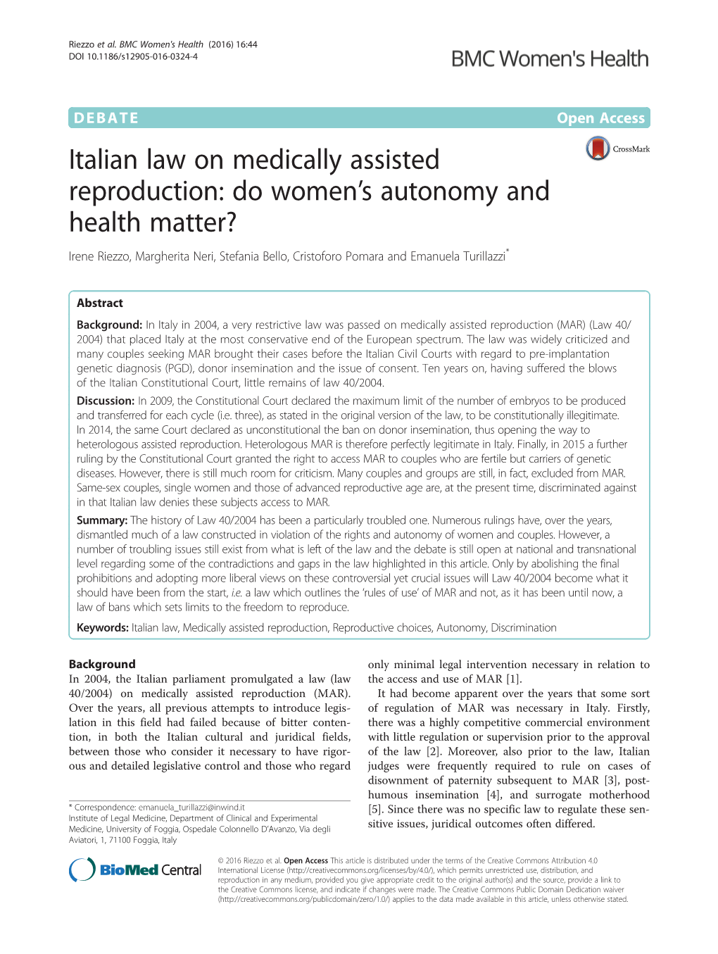 Italian Law on Medically Assisted Reproduction