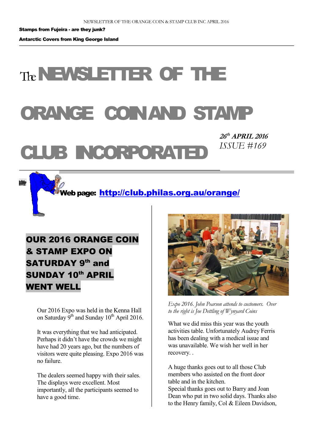 Thenewsletter of the ORANGE COIN and STAMP CLUB