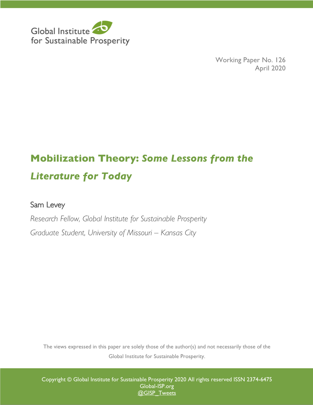 Mobilization Theory: Some Lessons from the Literature for Today