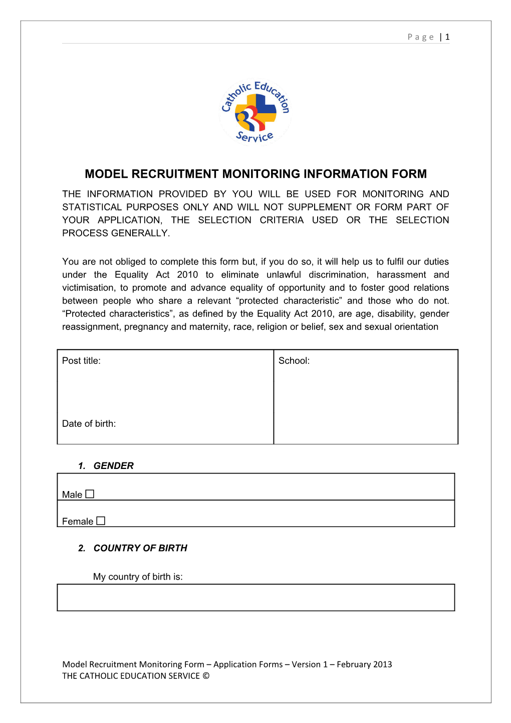 Model Recruitment Monitoring Information Form