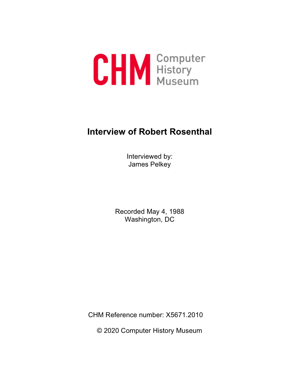 Interview of Robert Rosenthal
