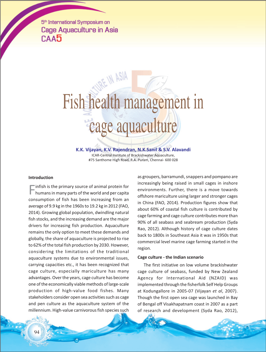 Fish Health Management in Cage Aquaculture