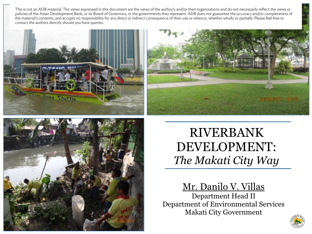 RIVERBANK DEVELOPMENT: the Makati City Way