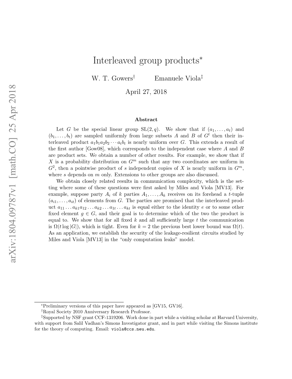 Interleaved Group Products