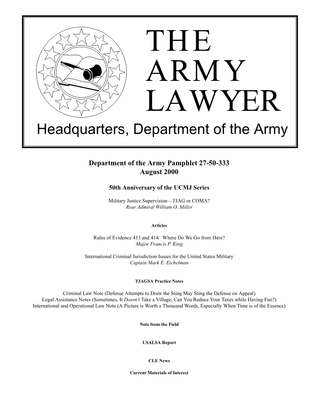 THE ARMY LAWYER Headquarters, Department of the Army