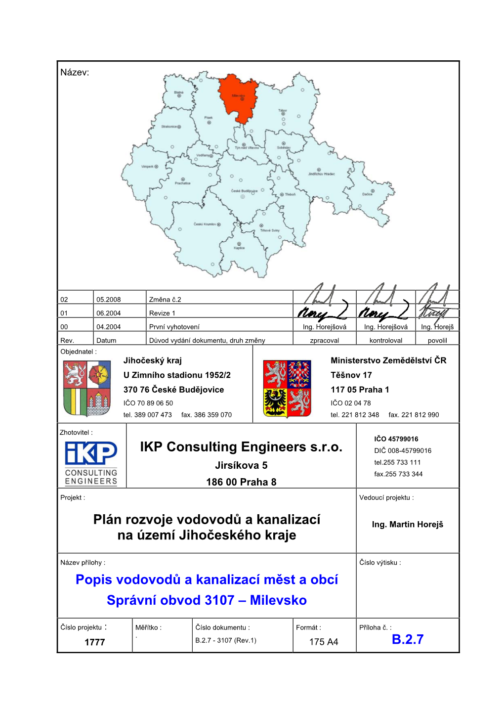 IKP Consulting Engineers S.R.O. Plán Rozvoje Vodovodů a Kanalizací Na