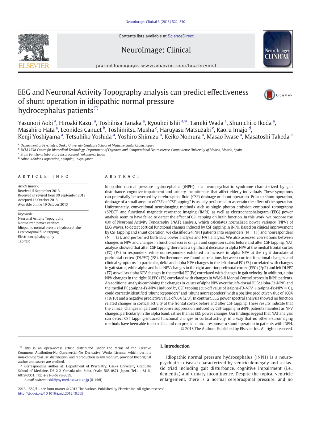 EEG and Neuronal Activity Topography Analysis Can Predict Effectiveness of Shunt Operation in Idiopathic Normal Pressure Hydrocephalus Patients☆