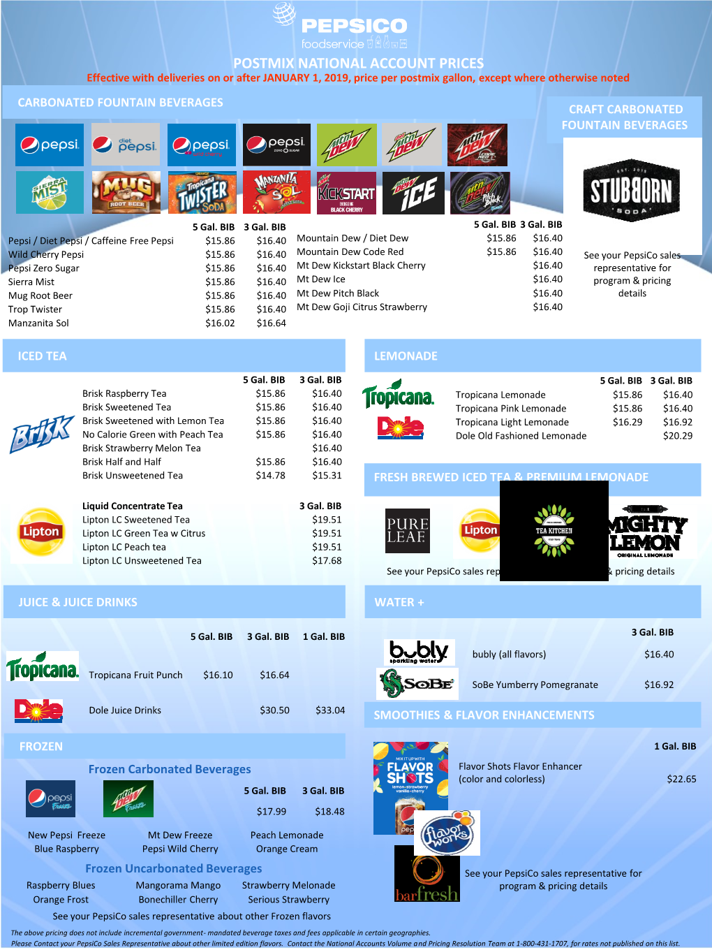 Postmix National Account Prices