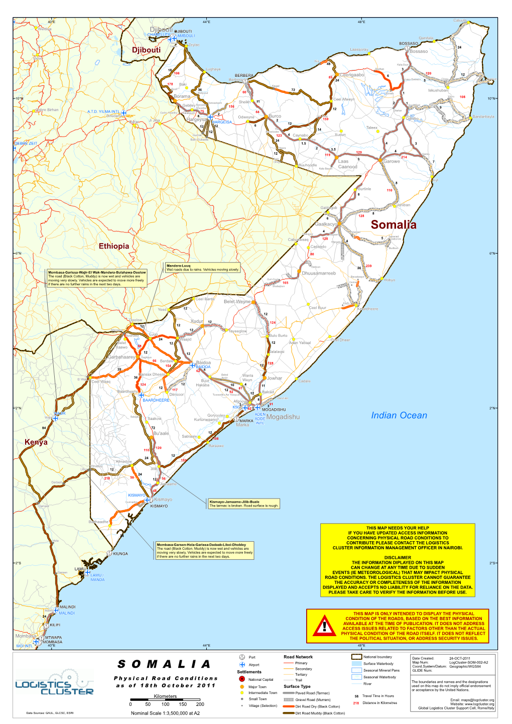 Somalia Kalcad Galinsoor Dagaari Sabacad Cabudwaaq 128 5 Daborow Wargalo 4 Ethiopia Cadaado Budbud 6°N 80 6°N