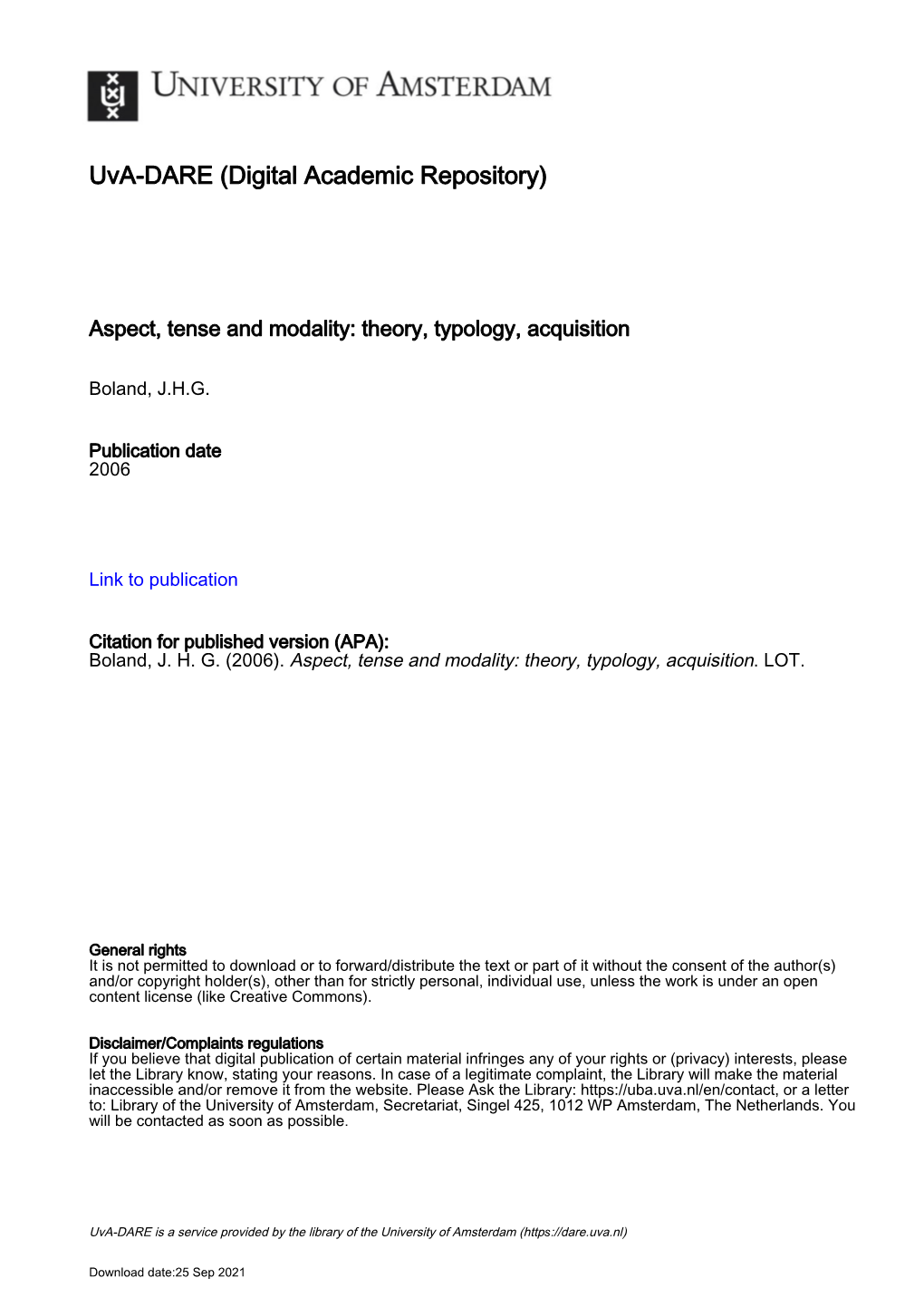 Tense, Aspect and Quantification 1