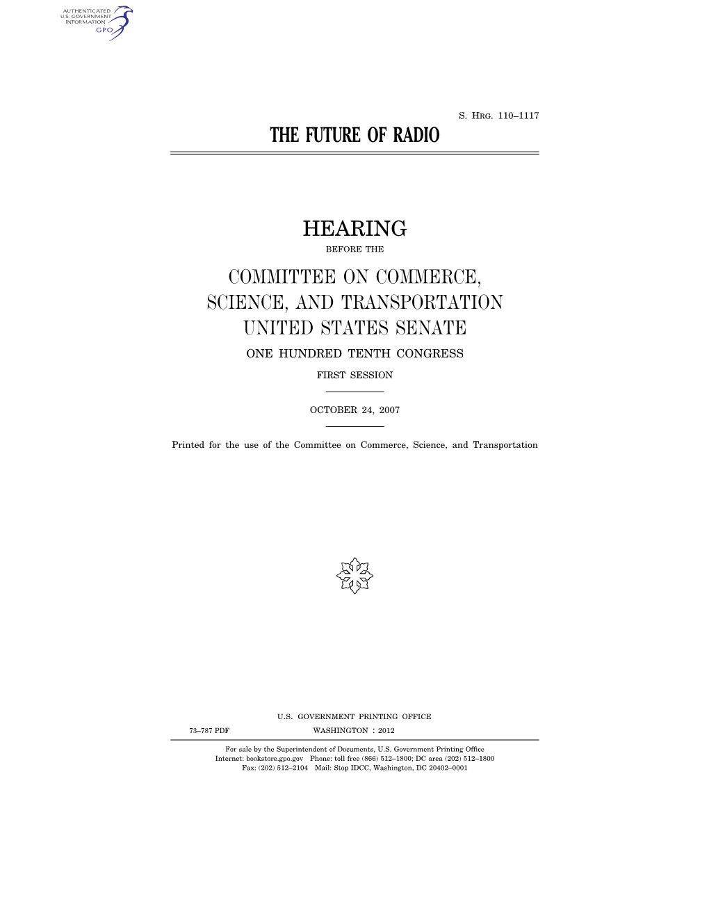 The Future of Radio Hearing Committee on Commerce