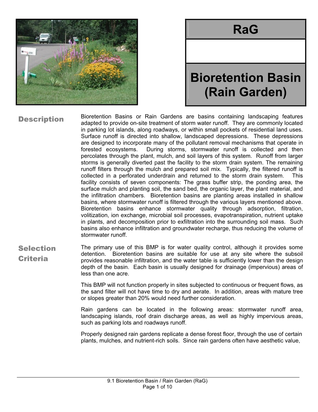 Rag Bioretention Basin