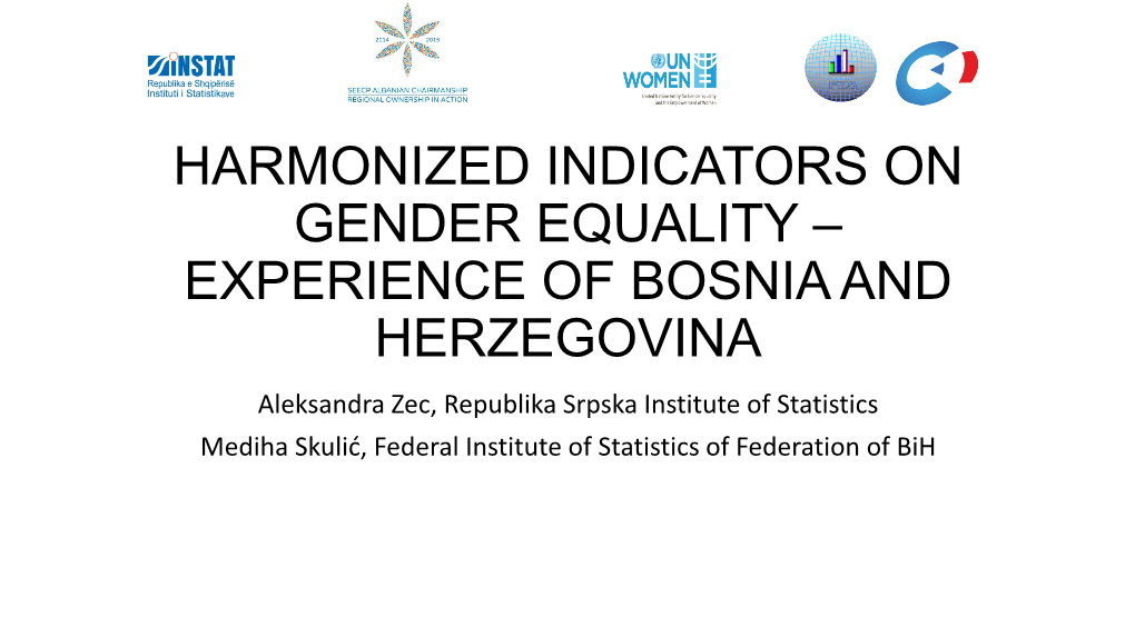 Harmonized Indicators on Gender Equality