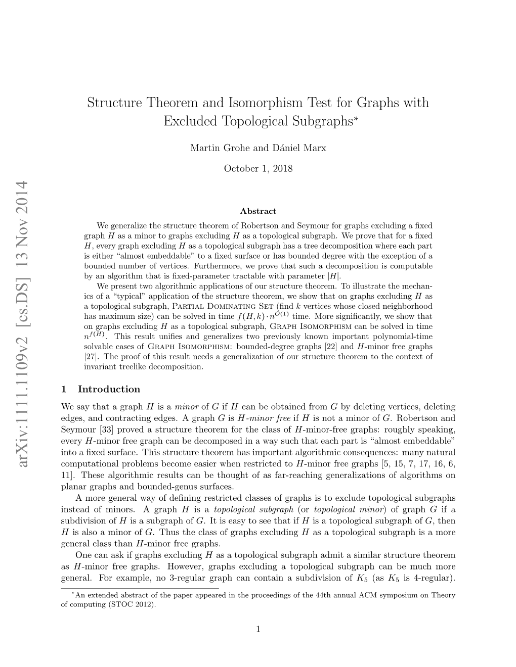 Structure Theorem and Isomorphism Test for Graphs with Excluded Topological Subgraphs∗