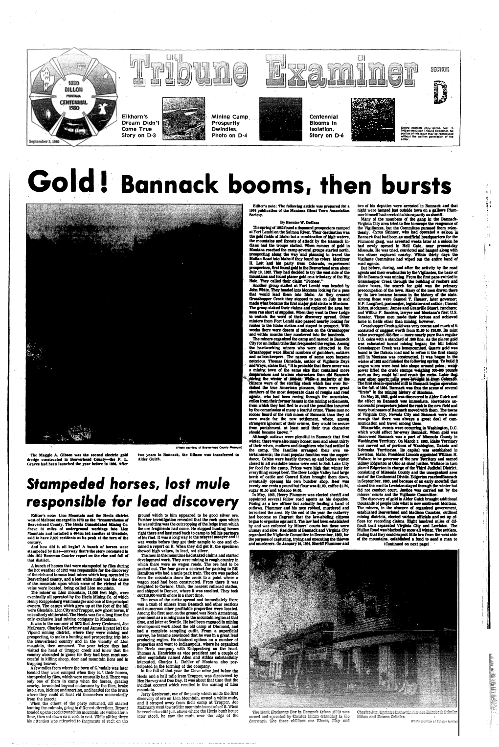 Gold! Bannock Booms, Then Bursts - I Í