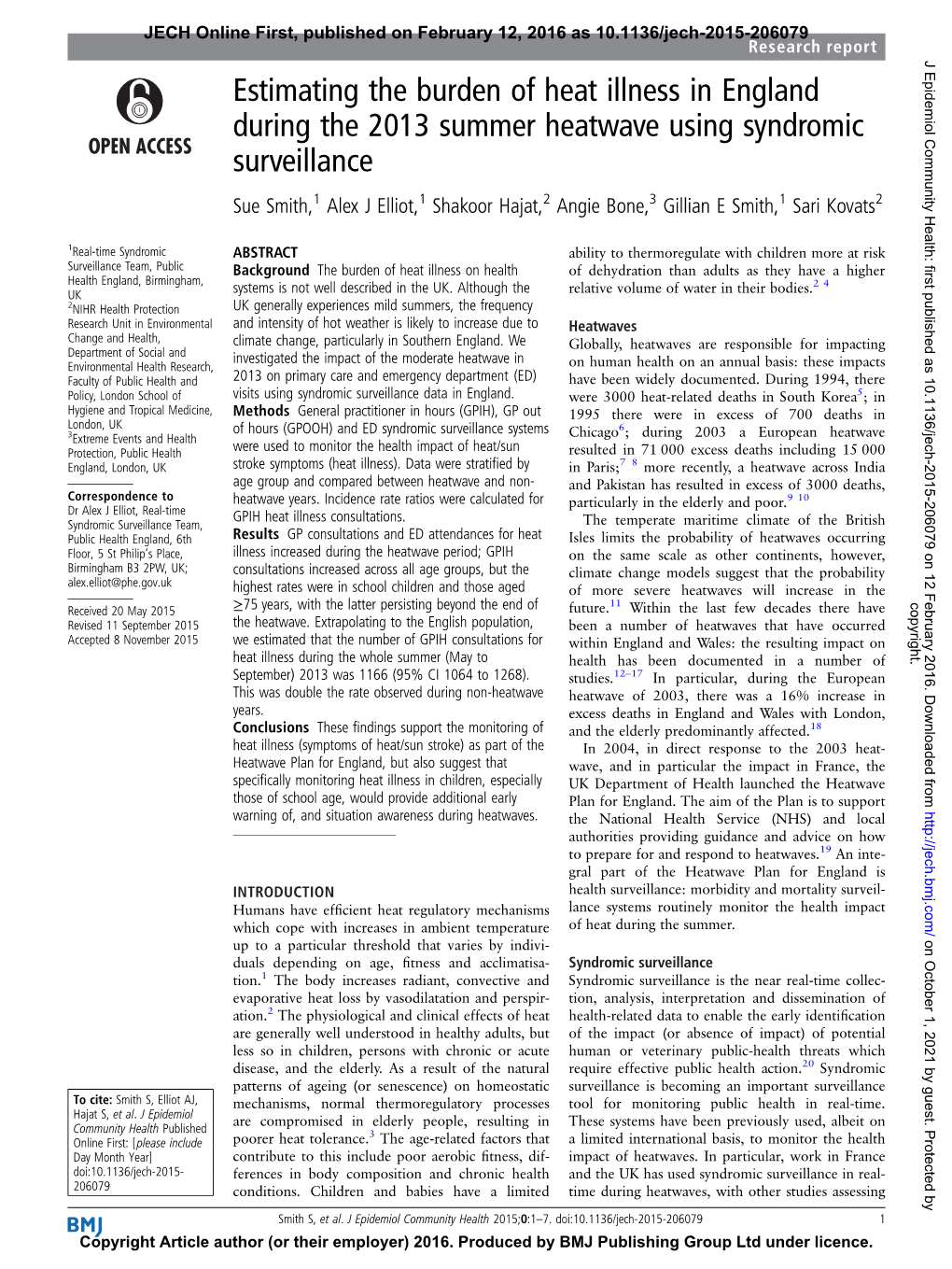 Estimating the Burden of Heat Illness in England During the 2013 Summer