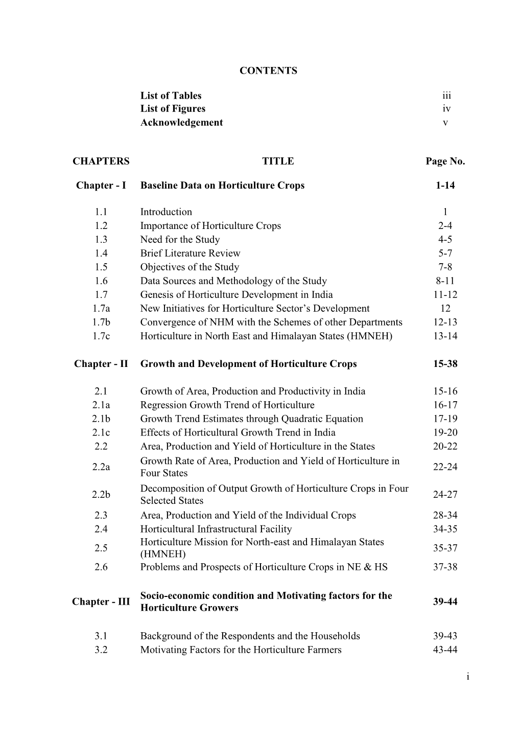 Baseline Data on Area, Production and Productivity of Horticulture