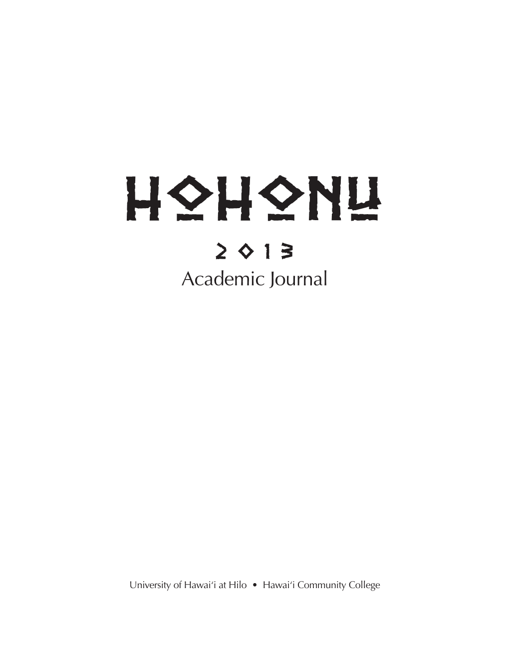 Hohonu 2013 Academic Journal