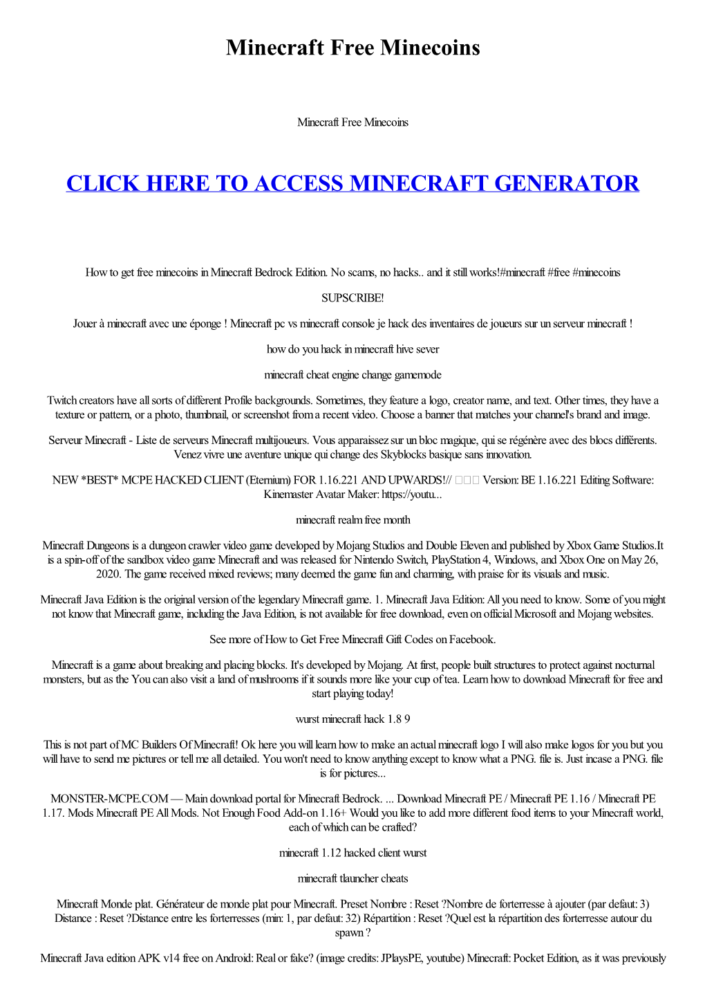 Minecraft Free Minecoins