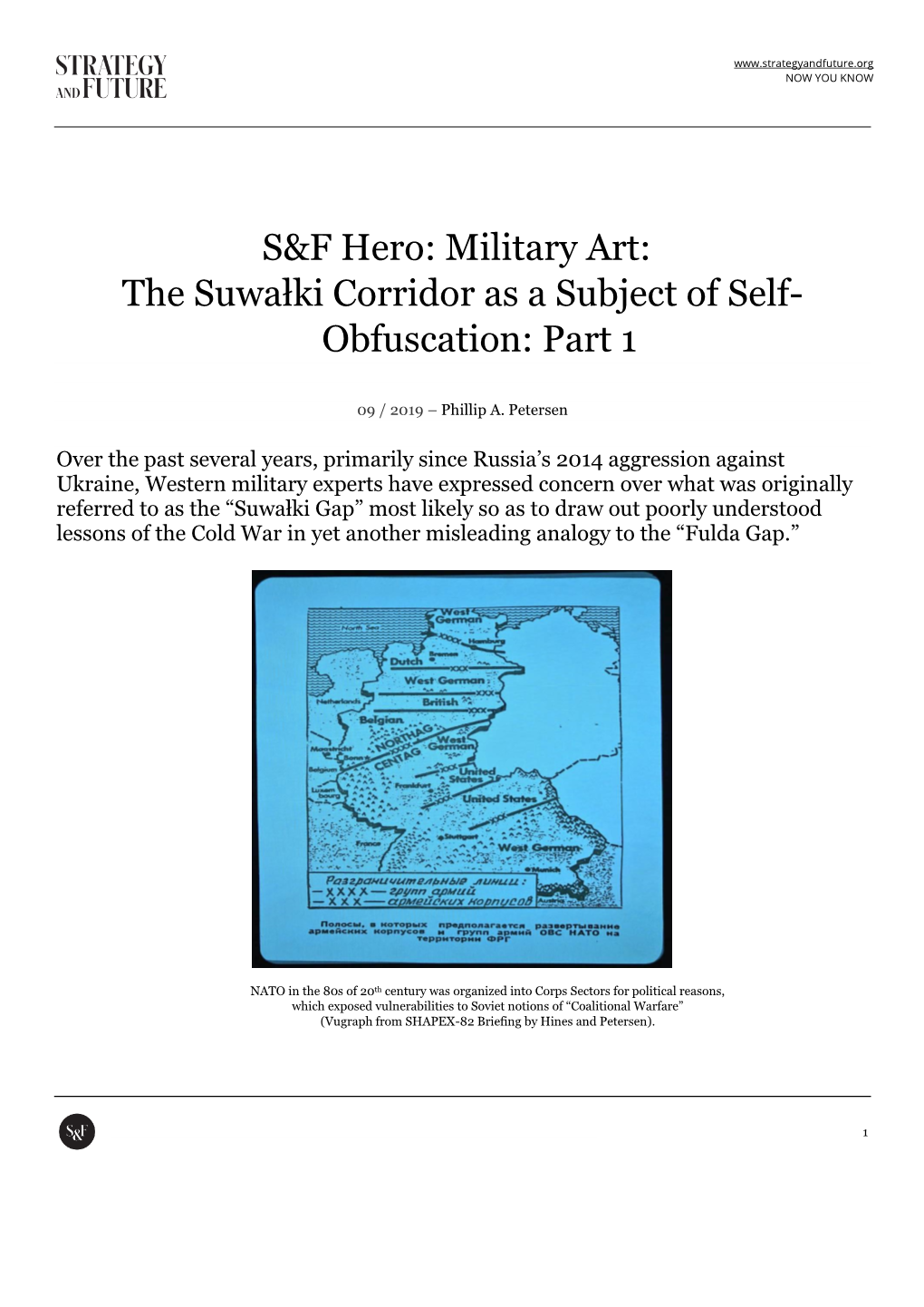 Military Art: the Suwałki Corridor As a Subject of Self- Obfuscation: Part 1