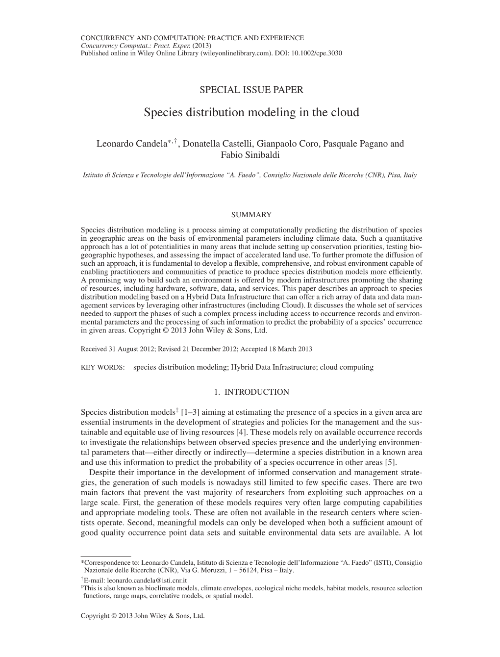 Species Distribution Modeling in the Cloud