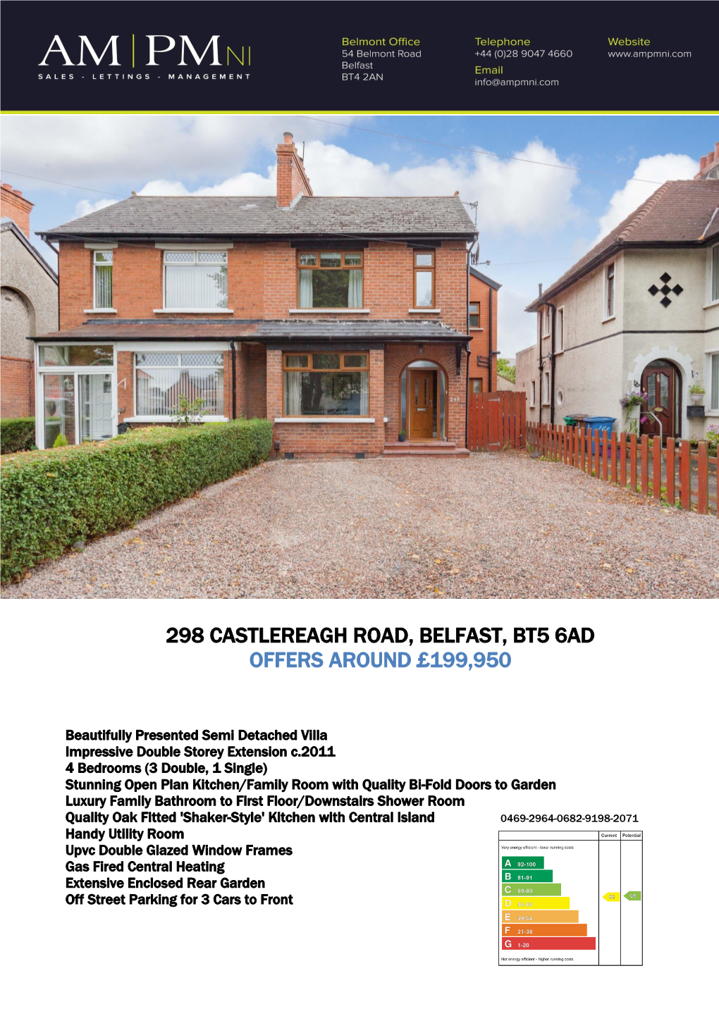 298 Castlereagh Road, Belfast, Bt5 6Ad Offers Around £199,950