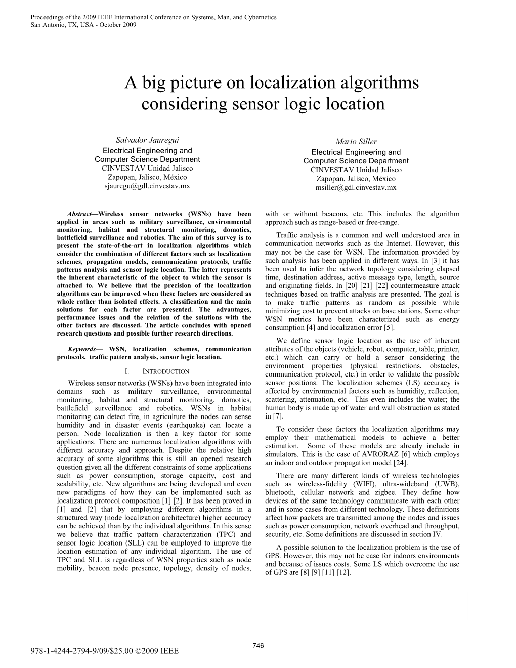 A Big Picture on Localization Algorithms Considering Sensor Logic Location