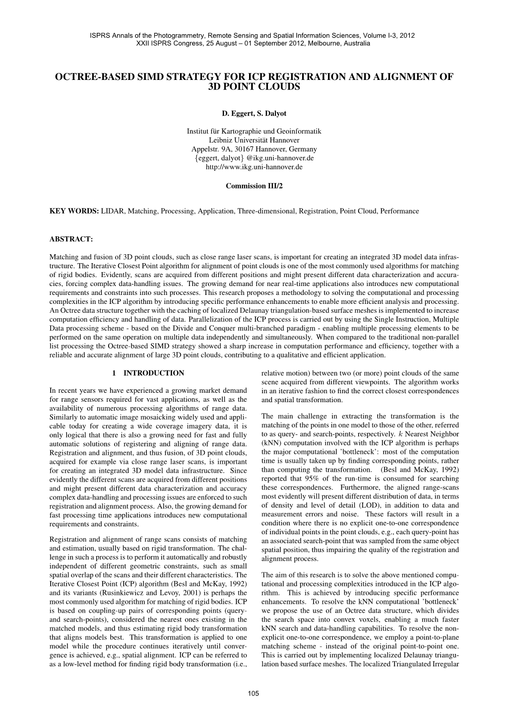 Octree-Based Simd Strategy for Icp Registration and Alignment of 3D Point Clouds