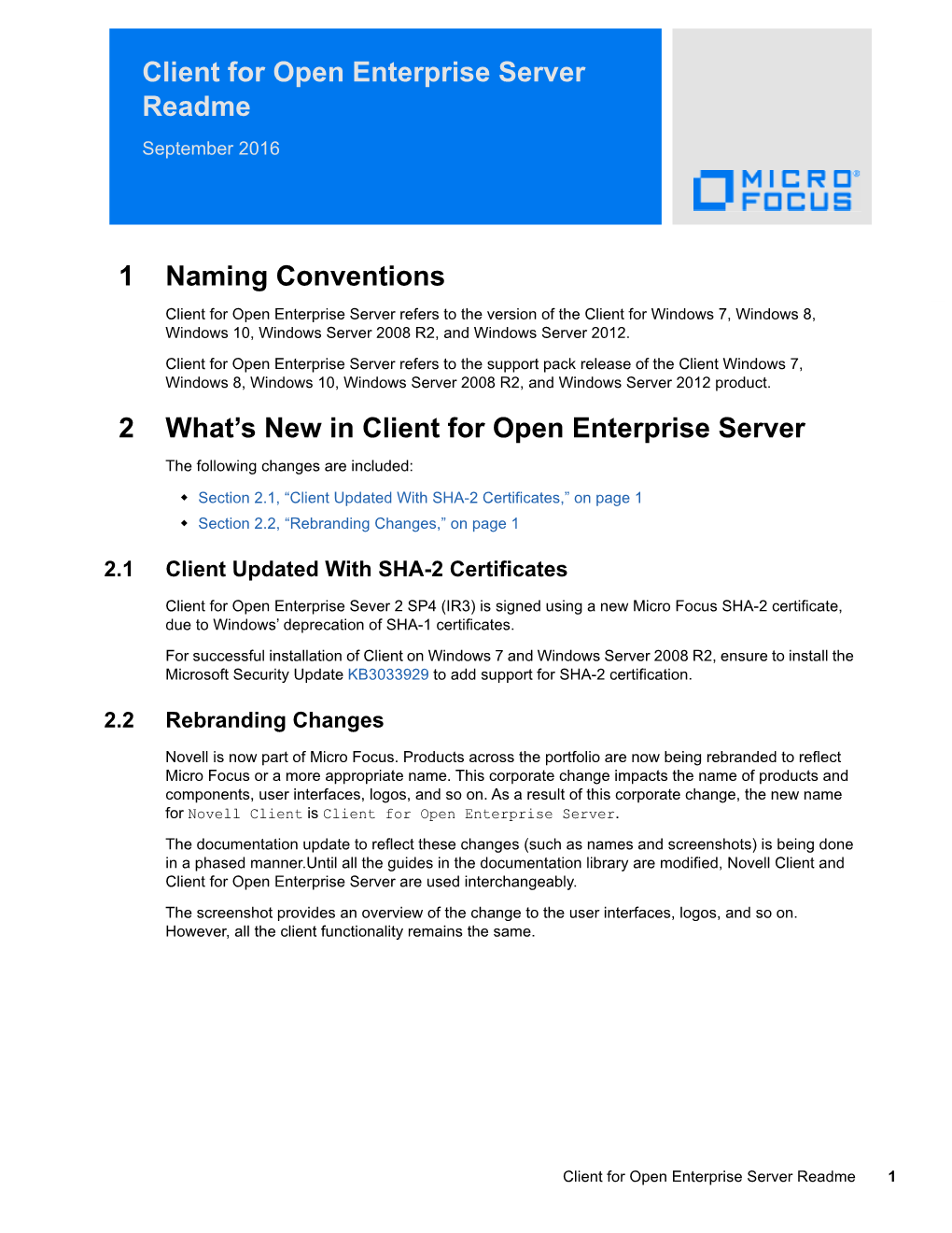 Client for Open Enterprise Server Readme September 2016