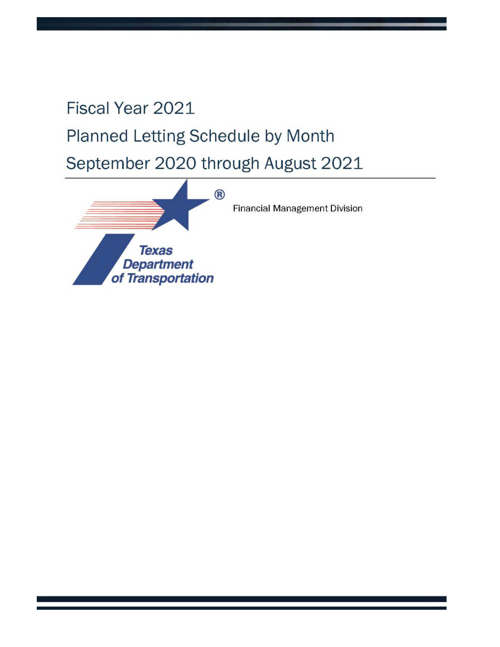 FY 2021 Planned Letting Schedule by Month