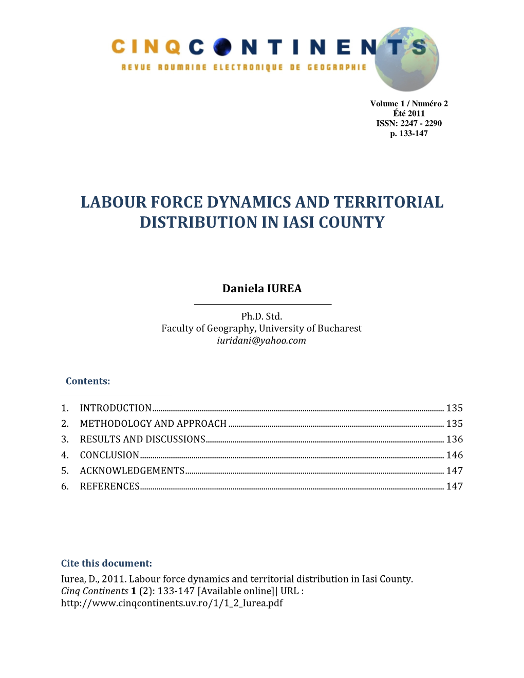 Labour Force Dynamics and Territorial Distribution in Iasi County