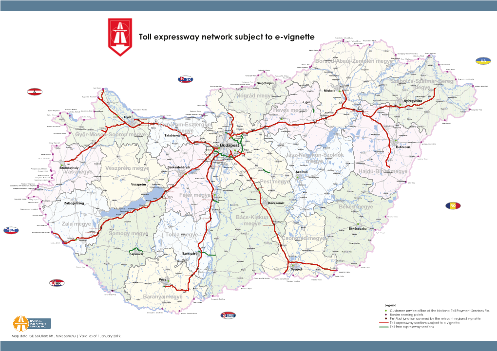 Toll Expressway Network Subject to E-Vignette 01.01.2019