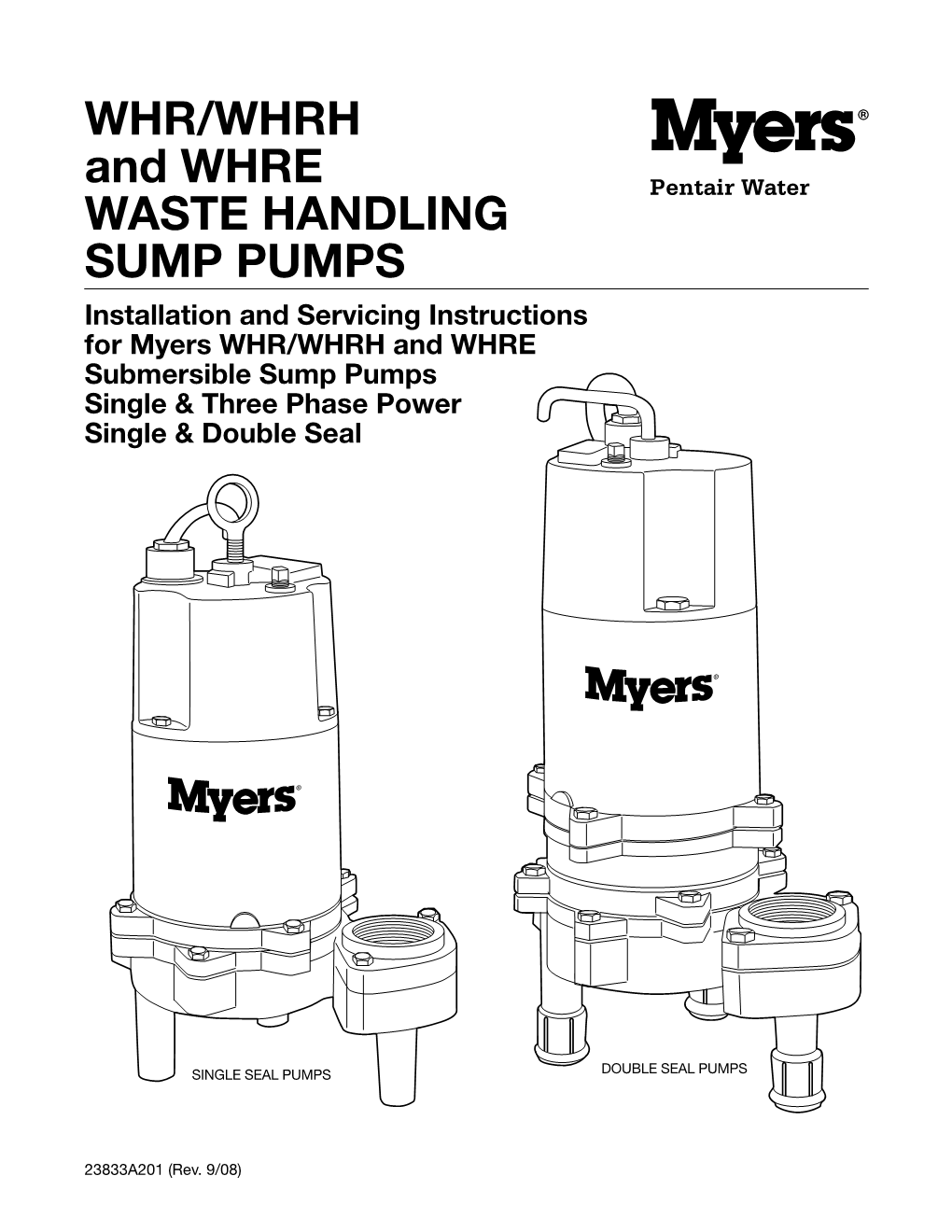 WHR/WHRH and WHRE WASTE HANDLING SUMP PUMPS