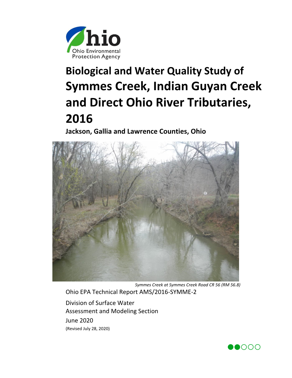 Symmes Creek, Indian Guyan Creek and Direct Ohio River Tributaries, 2016 Jackson, Gallia and Lawrence Counties, Ohio