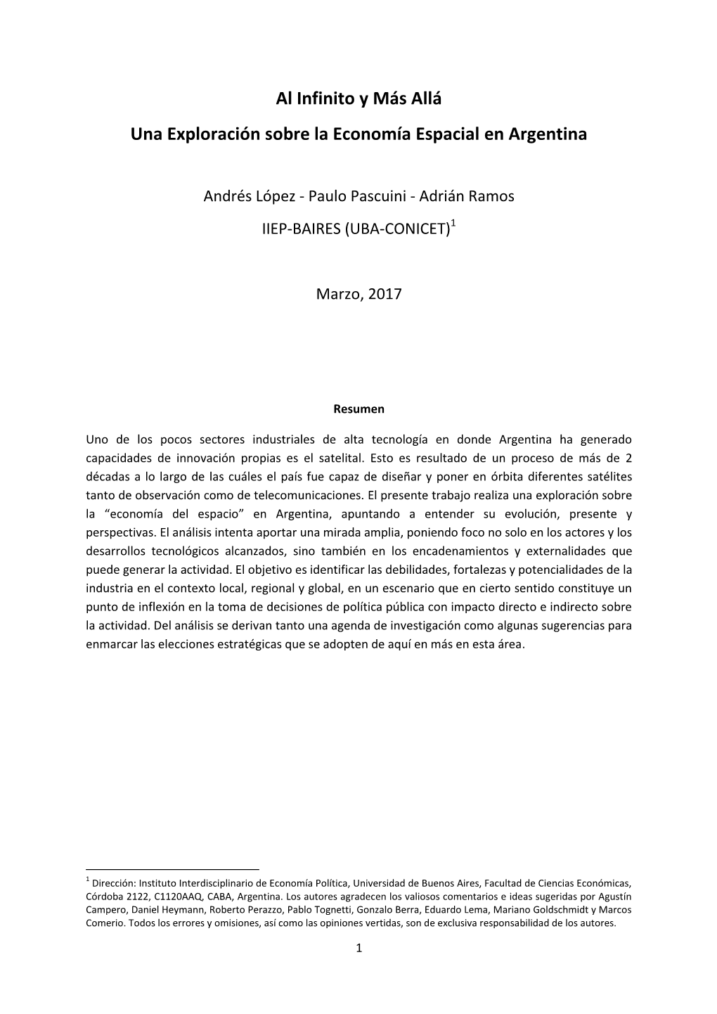 Al Infinito Y Más Allá Una Exploración Sobre La Economía Espacial En Argentina