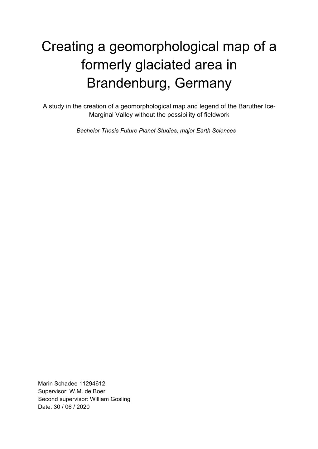 Creating a Geomorphological Map of a Formerly Glaciated Area in Brandenburg, Germany