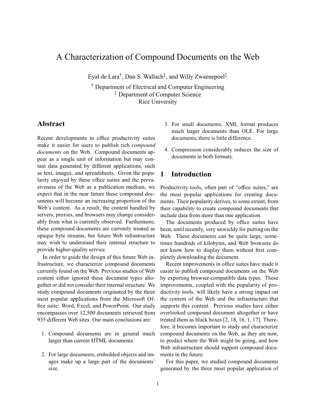 A Characterization of Compound Documents on the Web