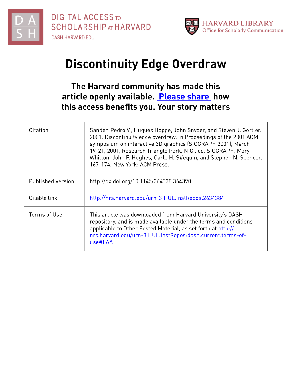 Discontinuity Edge Overdraw